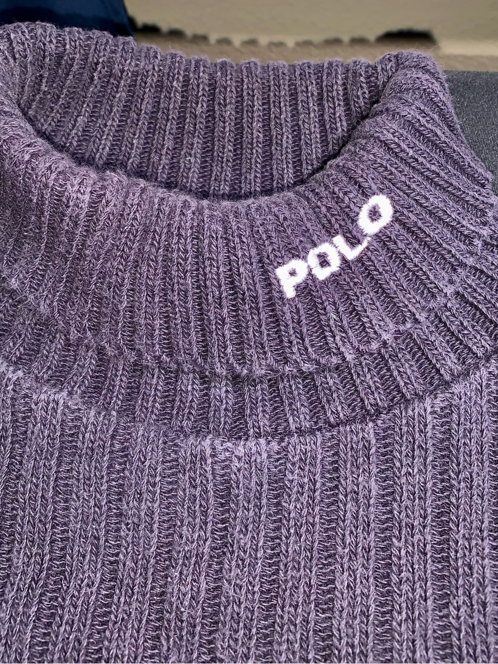 Vintage 90s Polo Ralph Lauren L Black Ribbed Turtleneck POLO Collar USA